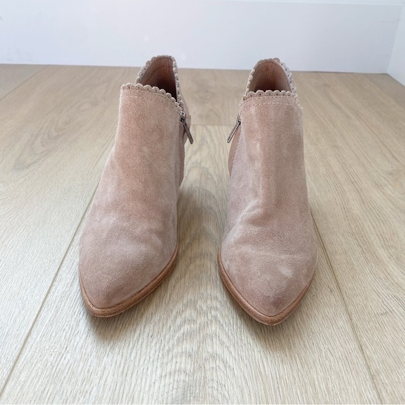 FRYE Reed Scallop boot bootie shootie pale blush pink suede western cowgirl - Picture 2 of 7